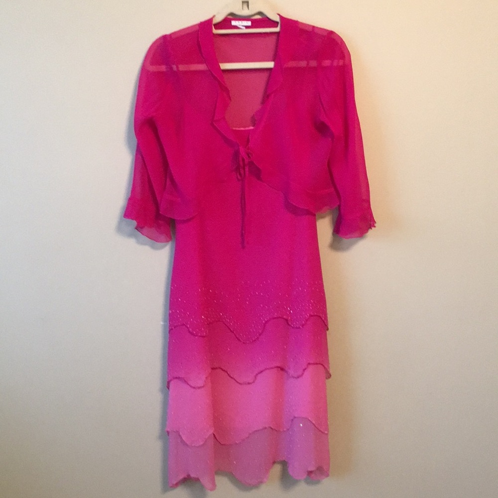 Pink cocktail dress and bolero jacket